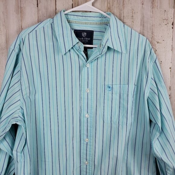 Duck Head Striped Button Down Shirt Blue Size XL - Picture 5 of 10
